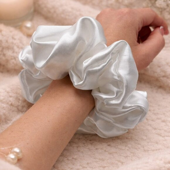White Satin XXL Scrunchie