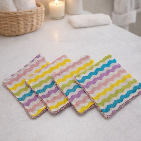 Colorful Pink Reusable Makeup Remover Pads Set of 8