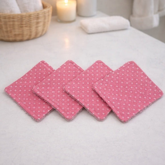 Colorful Pink Reusable Makeup Remover Pads Set of 8