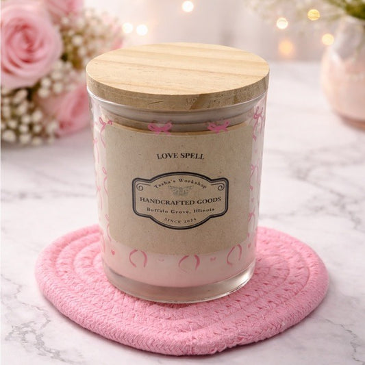 Love Spell Soy Candle 7oz Valentine Candle Gift Hand Poured Soy Wax