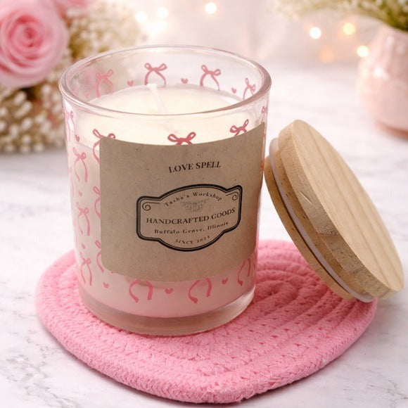 Love Spell Soy Candle 7oz Valentine Candle Gift Hand Poured Soy Wax