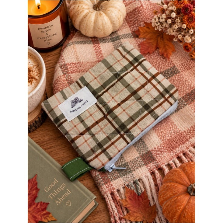 Cozy Fall Plaid Quilted Keychain Wallet