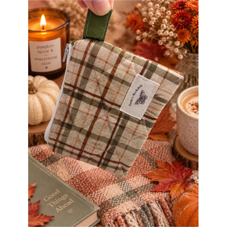 Cozy Fall Plaid Quilted Keychain Wallet