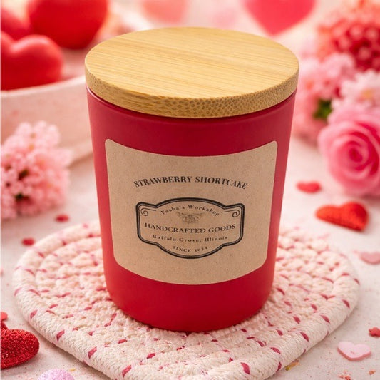 Strawberry Shortcake Soy Wax Candle 7oz Sweet Bakery Scent Valentine’s Gift