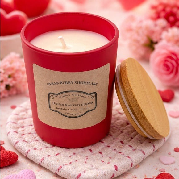 Strawberry Shortcake Soy Wax Candle 7oz Sweet Bakery Scent Valentine’s Gift