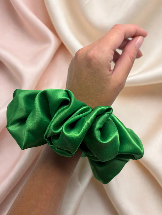 Green Satin XXL Scrunchie