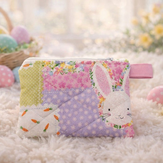 Easter Patchwork Bunny Quilted Keychain Wallet
