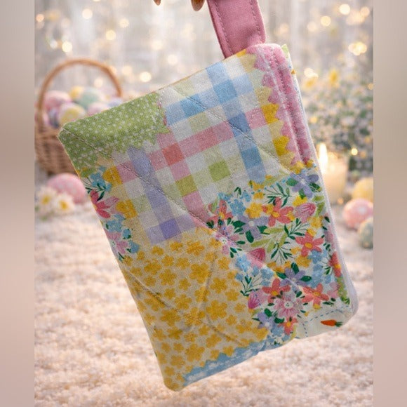 Easter Patchwork Bunny Quilted Keychain Wallet