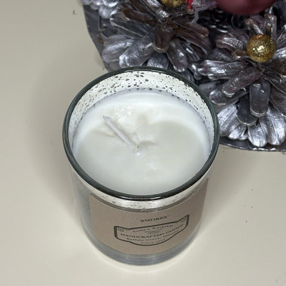 S’mores Soy Wax Candle Hand-Poured Mercury Glass Sweet Cozy Scent 7oz