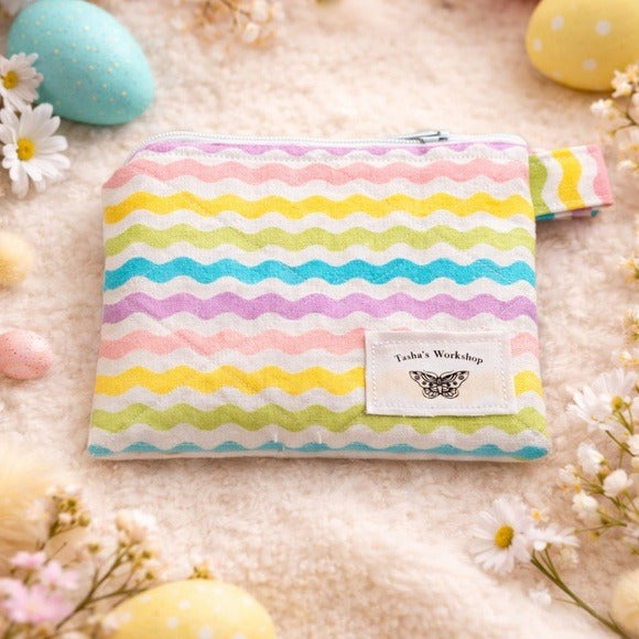 Pastel Rainbow Quilted Keychain Wallet