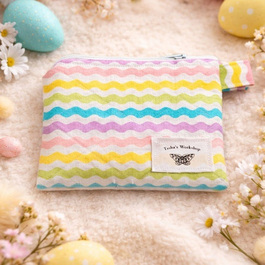 Pastel Rainbow Quilted Keychain Wallet
