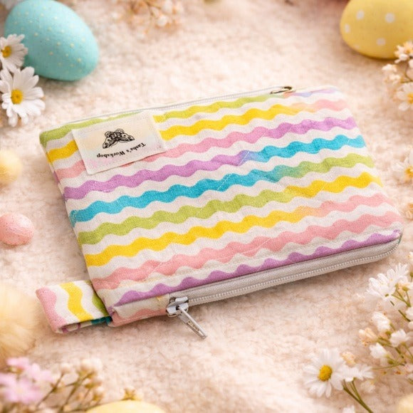 Pastel Rainbow Quilted Keychain Wallet