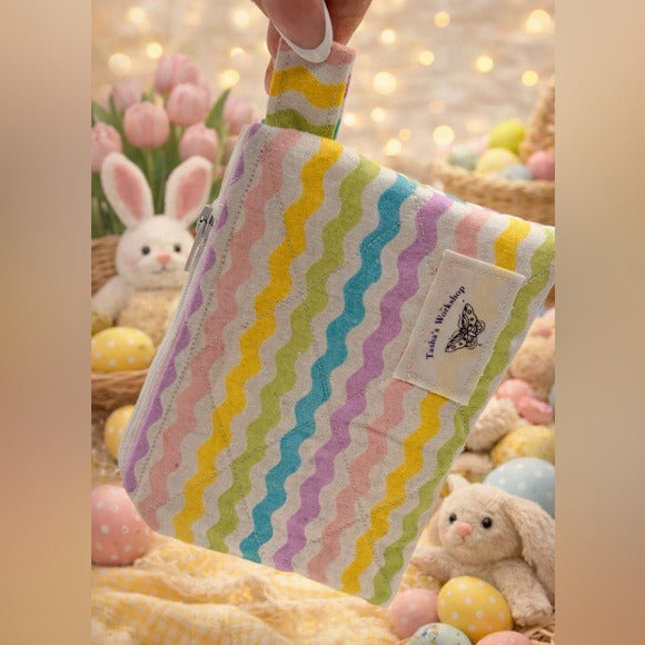 Pastel Rainbow Quilted Keychain Wallet