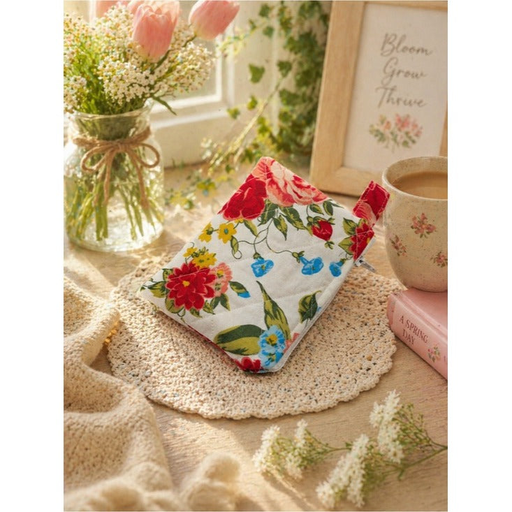 Cozy Spring Floral Quilted Keychain Wallet