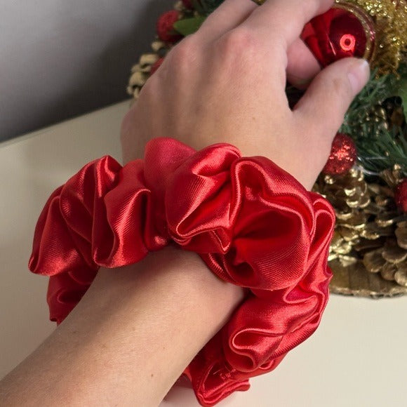 Christmas Red Satin Scrunchie in Gift Box