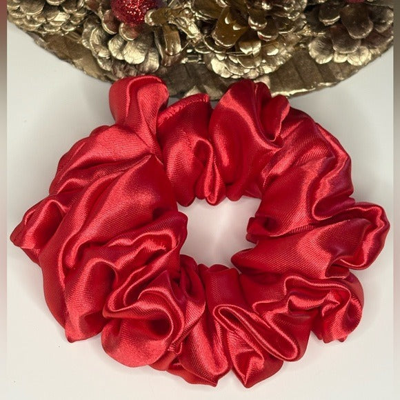 Christmas Red Satin Scrunchie in Gift Box