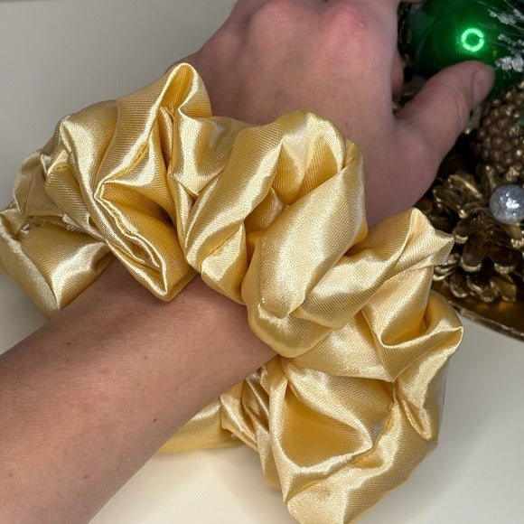 Christmas Gold Satin Hair Scrunchie in Gift Box