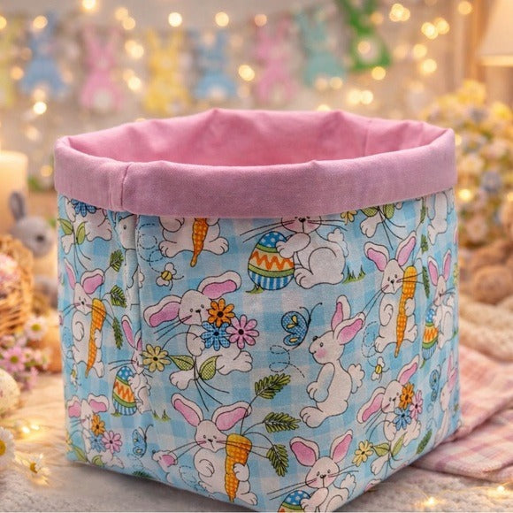 LAST ONE Easter Bunny Fabric Storage Gift Basket