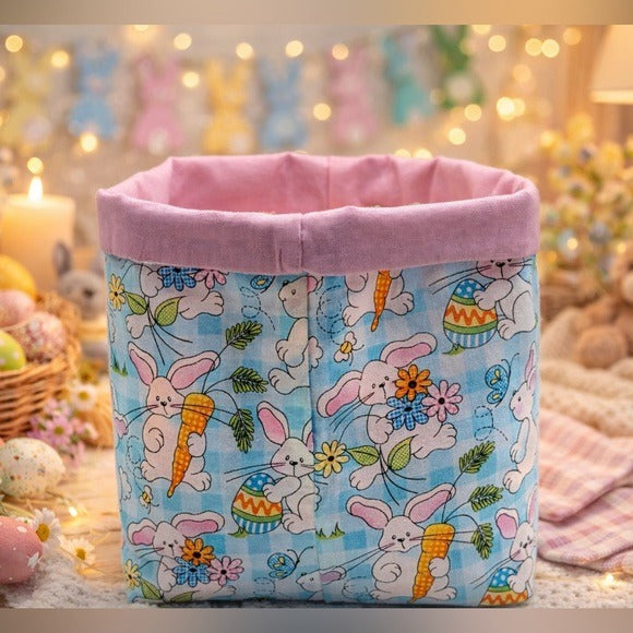 LAST ONE Easter Bunny Fabric Storage Gift Basket