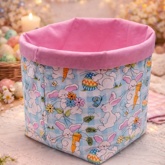 LAST ONE Easter Bunny Fabric Storage Gift Basket