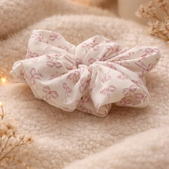 Blush Bow Cotton XXL Scrunchie