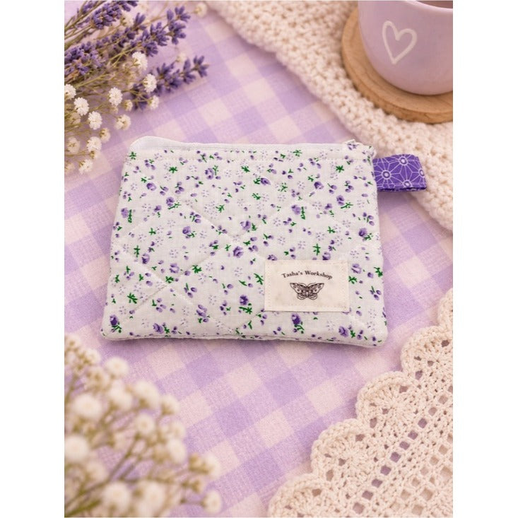 Cozy Floral Quilted Keychain Wallet