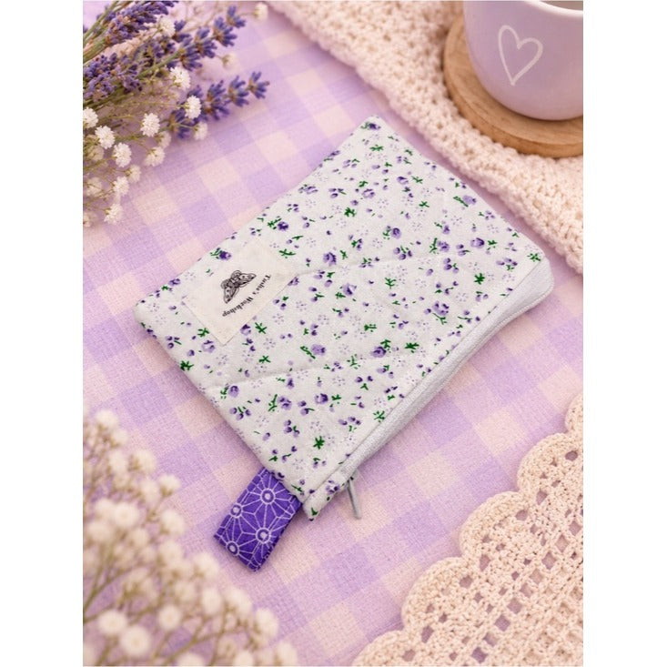 Cozy Floral Quilted Keychain Wallet